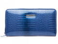 JENNIFER JONES Dámská lesklá kožená peněženka uzavíratelná zipem 5295 modrá