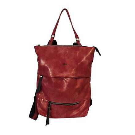 ZIA Design - Třpytivý textilní  dámský batoh / kabelka ZK49 červená
