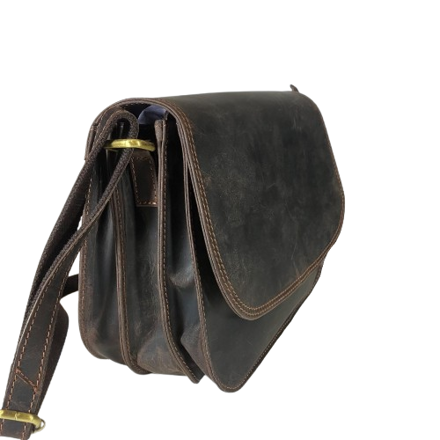 Casablanca 837 - tmavě hnědá damska crossbody  kabelka z broušené kůže